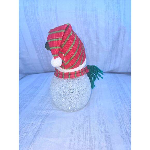 6" Light Up Snowman Figurine Red Plaid Hat & Scarf Christmas Decor - Picture 2 of 3